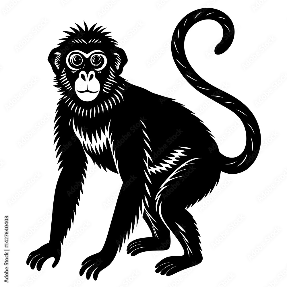Fototapeta premium black silhouette of a Monkey animal 