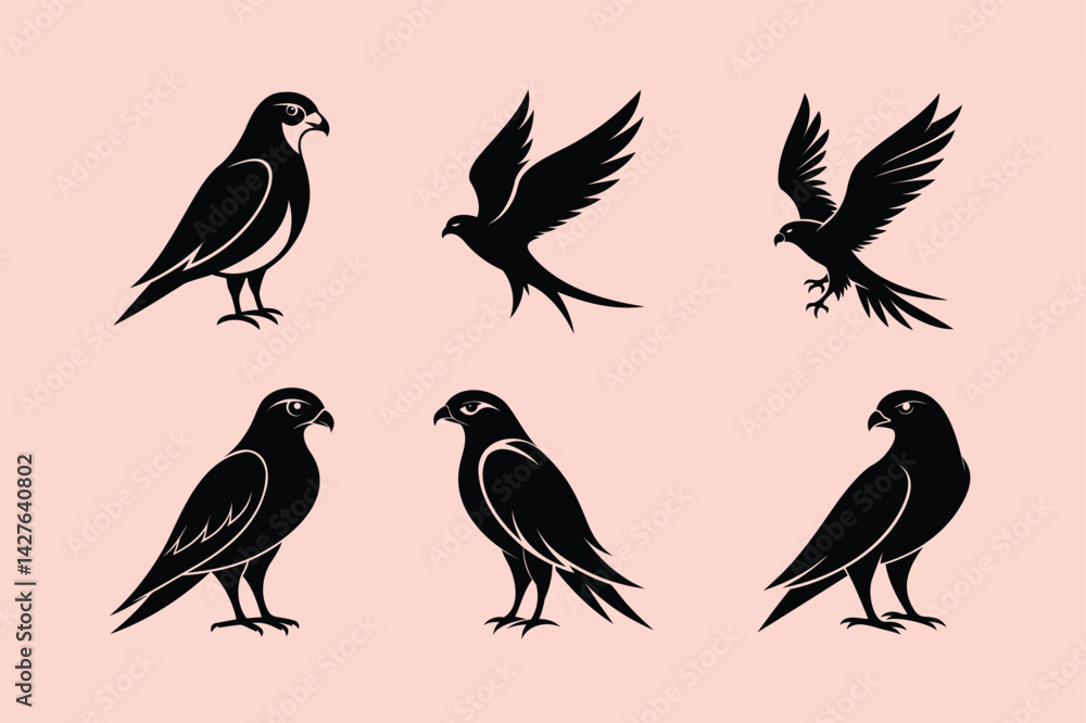 Black-winged Kite bird, silhouette vector illustration Black-winged Kite bird, silhouette vector illustration