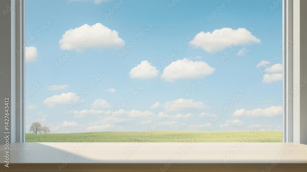 Fototapeta premium open window with blue sky