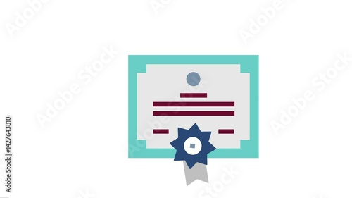 graduation cap achievement certificate Concept, success label with Alpha Channel. graduate . graduate icon, graduate animation, graduation cap icon, line icon animation, 