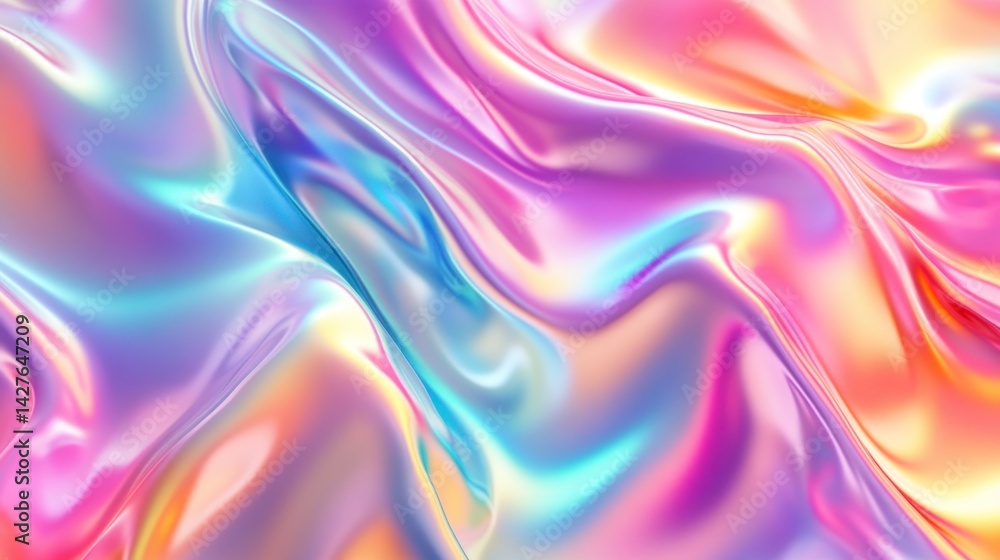 Abstract, vibrant, liquid, iridescent, flowing fabric Abstract, vibrant, liquid, iridescent, flowing fabric