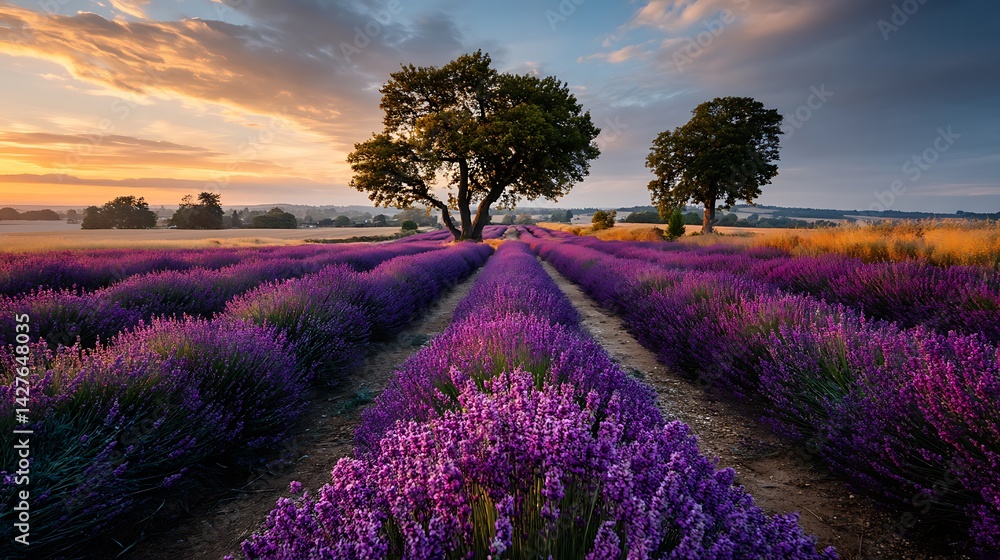 Fototapeta premium Lavender Fields Sunrise