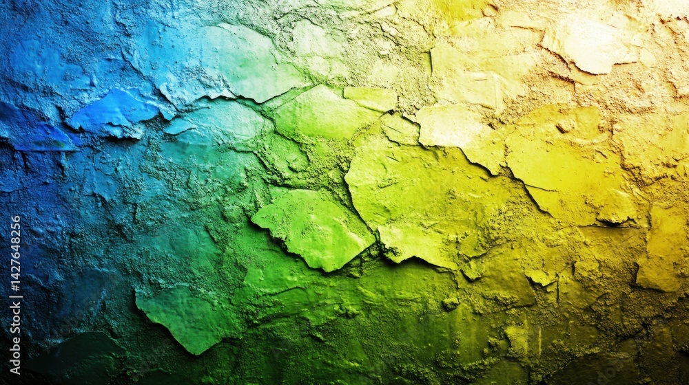 Obraz premium Vibrant, cracked stone surface displays a spectrum of colors.