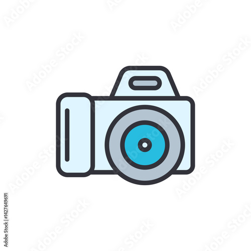 Camera colored icons, minimalist vector illustration ,simple transparent graphic element .Isolated on white background