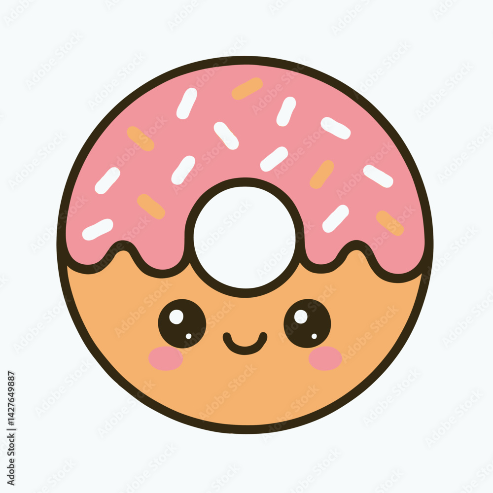 smiling kawaii donut with sprinkles smiling kawaii donut with sprinkles