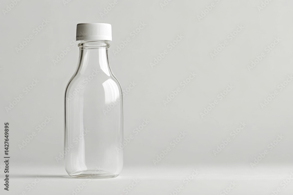 Clear plastic bottle with white cap Clear plastic bottle with white cap