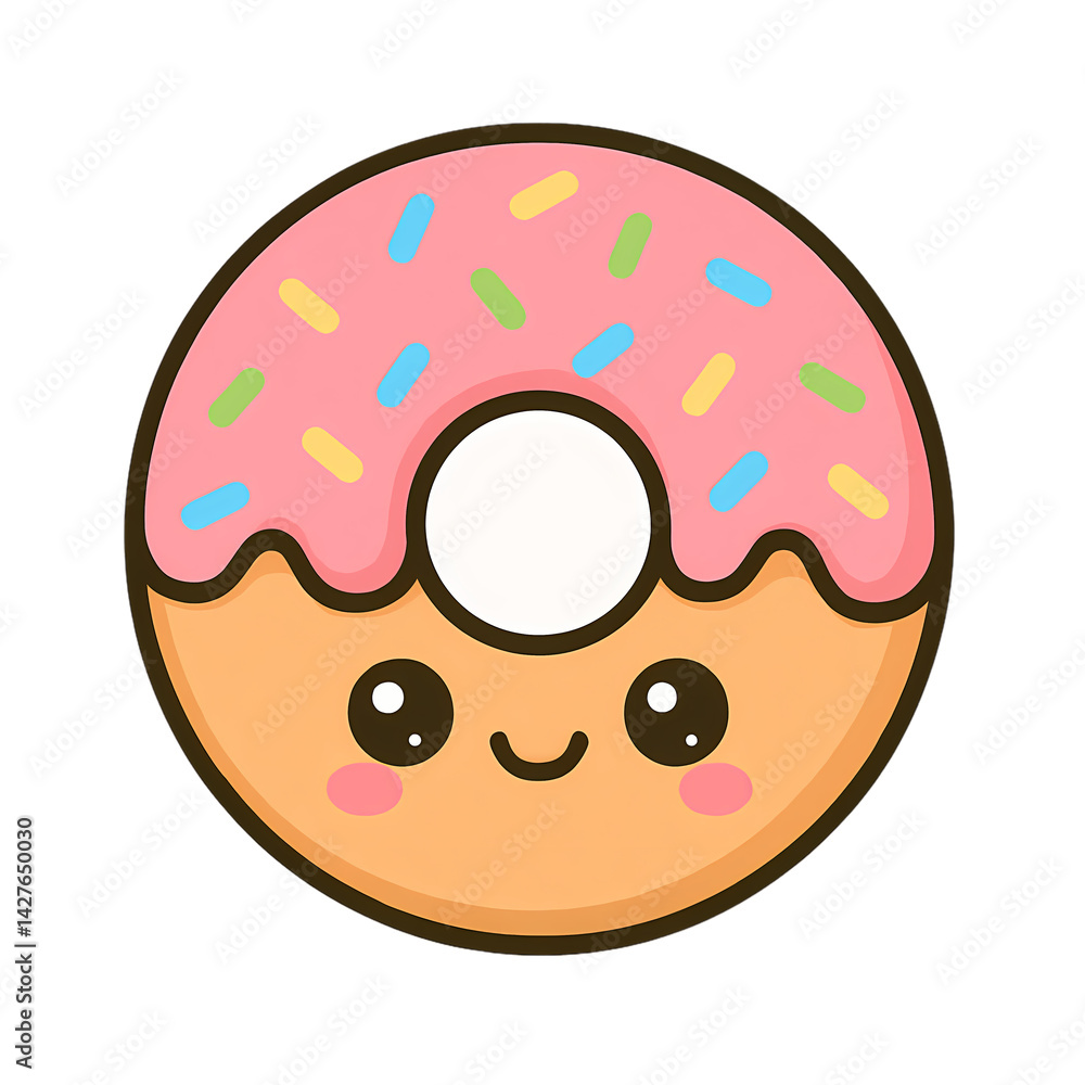 smiling kawaii donut with sprinkles
