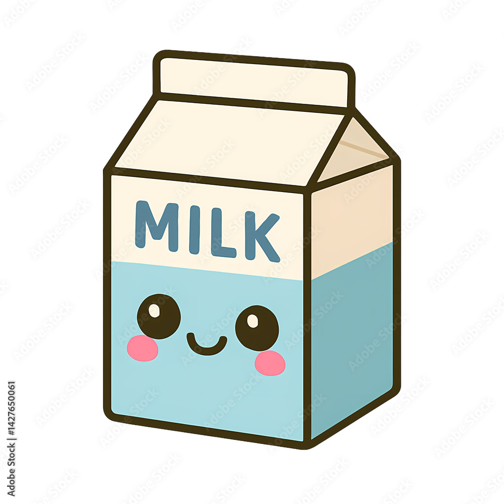 happy milk carton with blushing cheeks