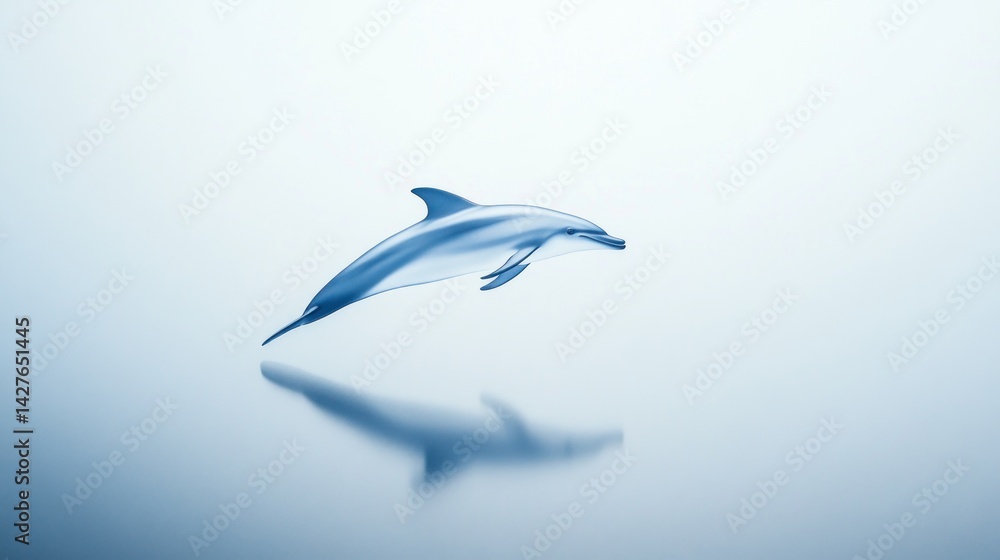 Obraz premium Leaping dolphin, clear reflection
