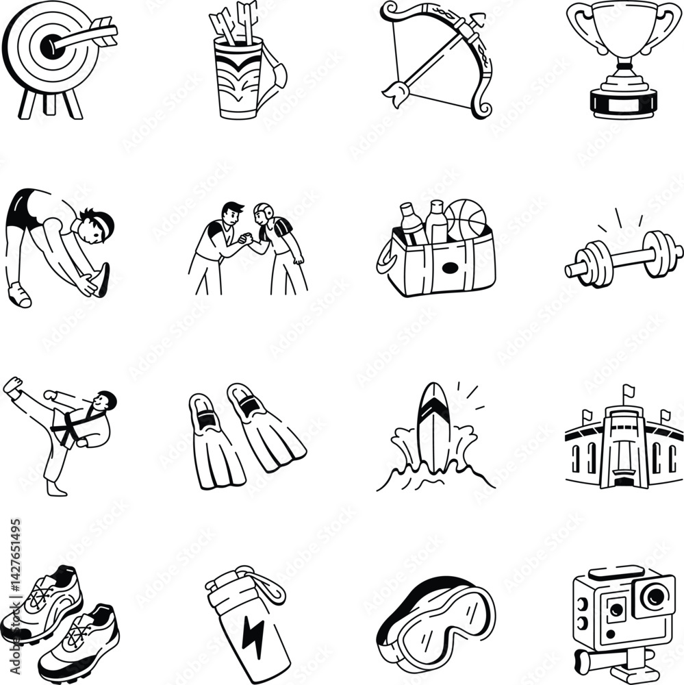 Fototapeta premium Set of 16 Sketchy Style Olympics Icons 