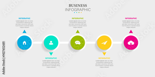 Infographic template for business. 5 Steps Modern Timeline diagram, presentation vector infographic.