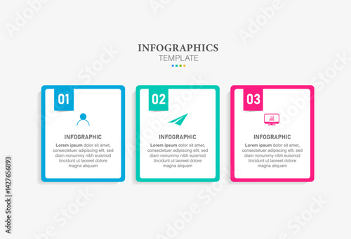 Presentation business infographic template vector with 3 options and icons