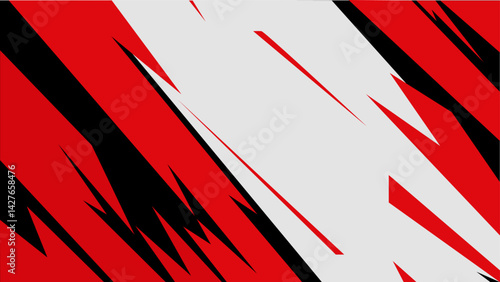 striking red, black, and white abstract diagonal stripes, car warp design illustration.