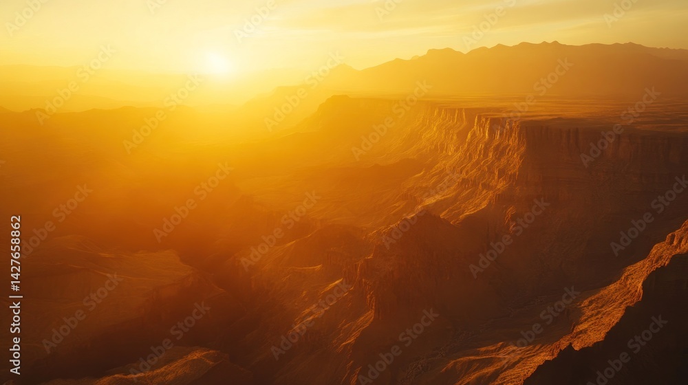 Naklejka premium Canyon Sunset: Golden Hour Landscape Photography