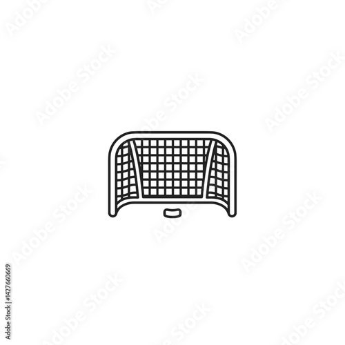 Hockey goal net outline illustration on white background  
