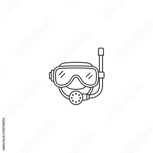 Scuba gear outline illustration with mask and snorkel  