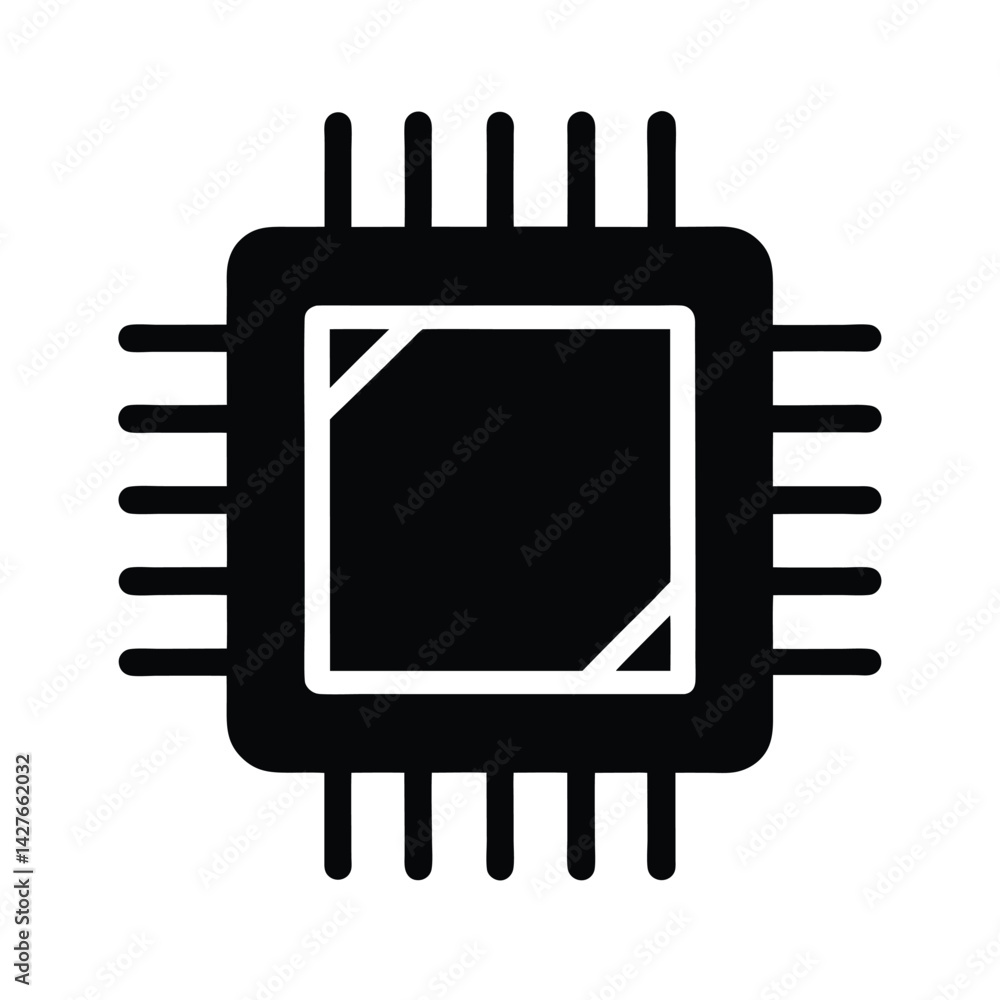 microchip stencil icon silhouette vector illustration microchip stencil icon silhouette vector illustration