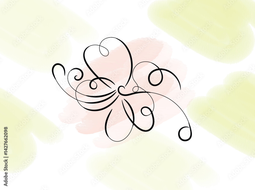 Obraz premium Elegant Flourish Design with Watercolor Background for Branding