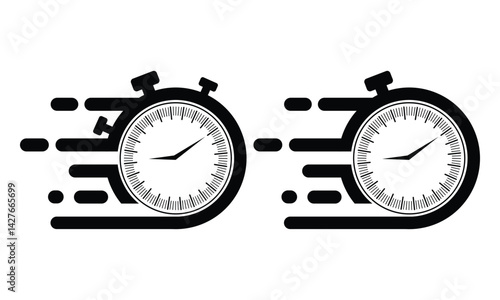 quick time icon, speed time vector icons set isolated vector template