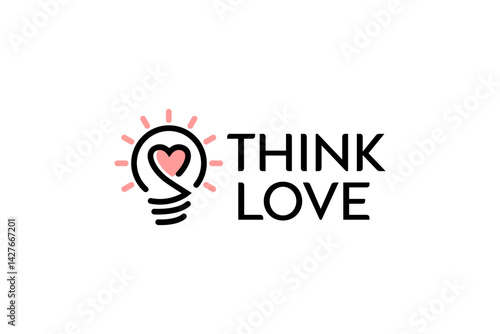 Think love bulb idea heart logo icon