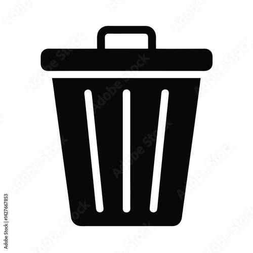 trash can bin stencil icon silhouette vector illustration
