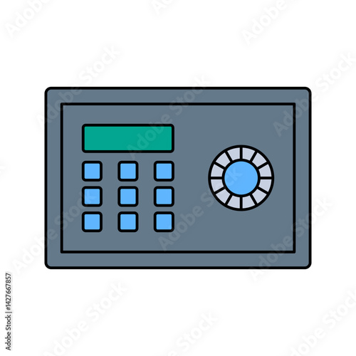 Safe Box Flat design style, blue security safe for storing valuables, ideal for banking, finance, and cybersecurity-related designs