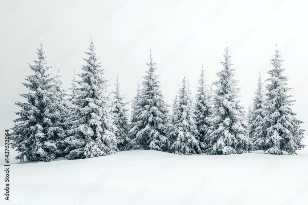Snow Covered Trees. Winter Christmas Spruce Forest in Frosty Day Snow Covered Trees. Winter Christmas Spruce Forest in Frosty Day
