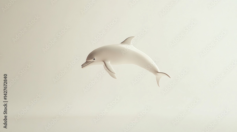 Obraz premium Monochromatic dolphin leaps against a neutral backdrop