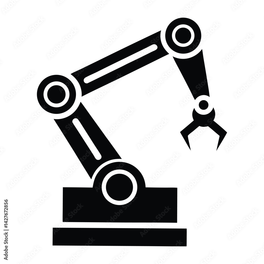 Mechanical Robotic Arm Icon – Industrial Automation Silhouette Vector
Mechanical Robotic Arm Icon – Industrial Automation Silhouette Vector