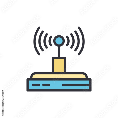 Wireless modem colored icons, minimalist vector illustration ,simple transparent graphic element .Isolated on white background