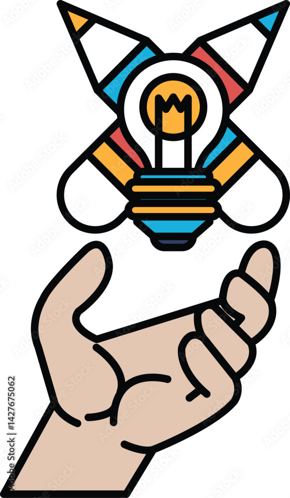 Fototapeta premium A hand is holding a light bulb