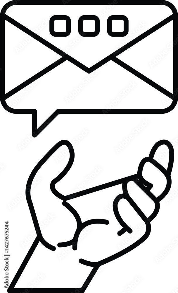 hand holding an envelope with a speech bubble on it hand holding an envelope with a speech bubble on it