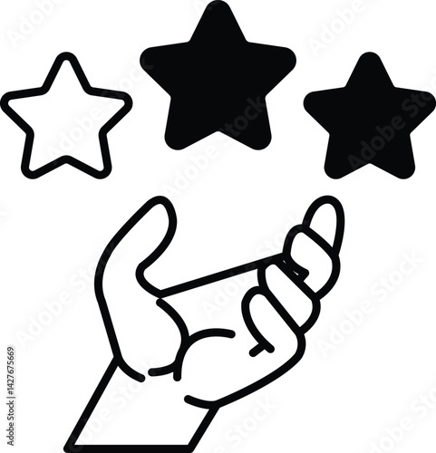 hand holding three stars in the air
