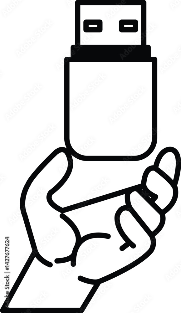 A hand holding a USB flash drive A hand holding a USB flash drive