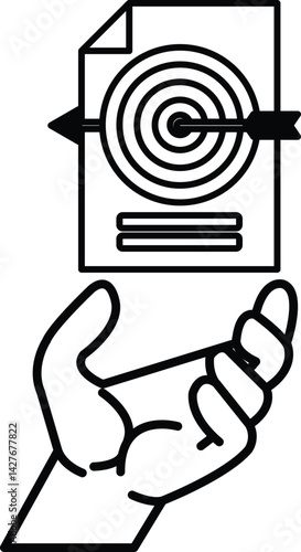 hand holding a piece of paper with a target on it