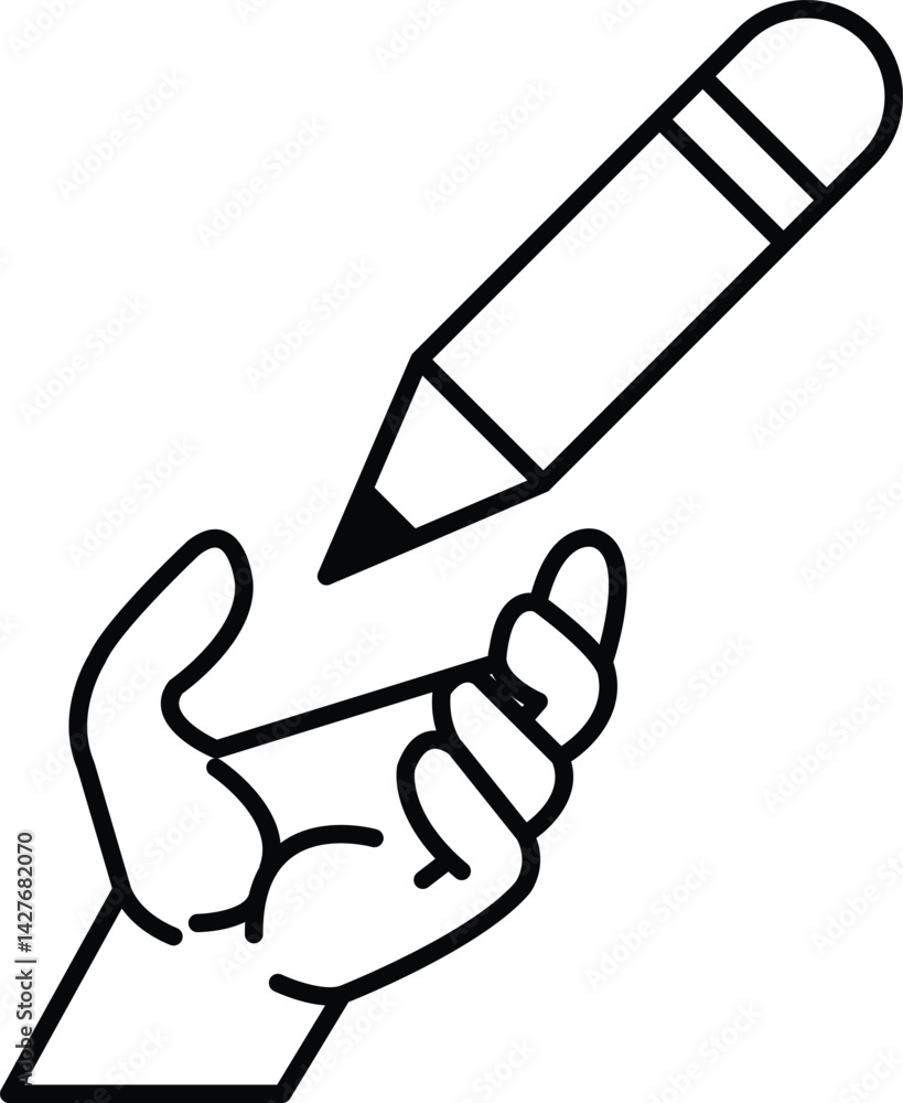 pencil is shown with a hand holding it pencil is shown with a hand holding it