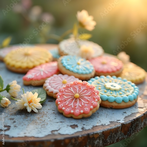 cookies on a wooden table