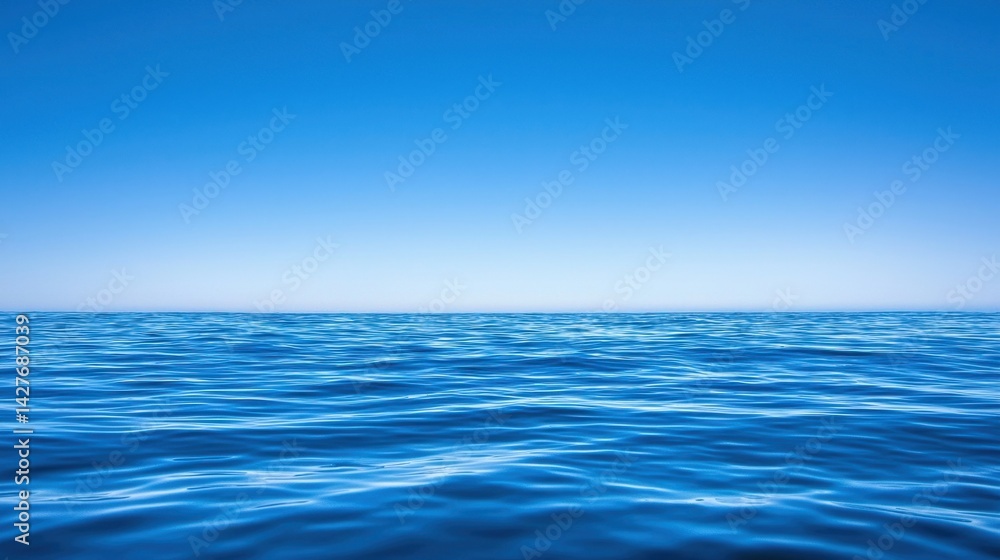 Obraz premium Vast Open Ocean Under Clear Blue Sky Serenity and Calmness