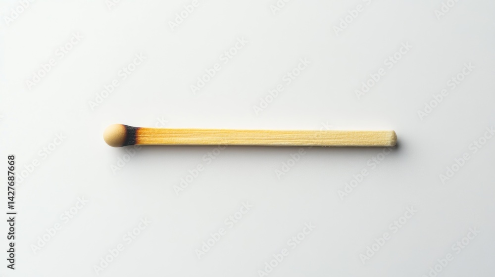 Obraz premium Single used matchstick on white background