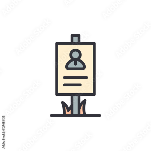 Candidate poster colored icons, minimalist vector illustration ,simple transparent graphic element .Isolated on white background