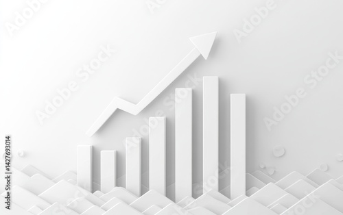 White 3D graph rising over textured surface