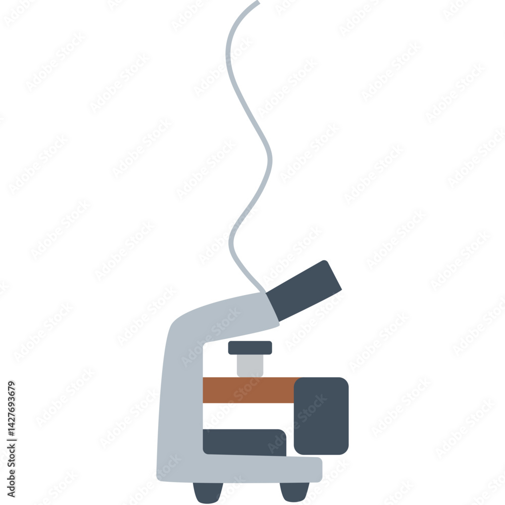 Minimal flat style hanging microscope illustration in gray and dark tones, ideal for science-themed designs, biology posters, or educational lab visuals. Minimal flat style hanging microscope illustration in gray and dark tones, ideal for science-themed designs, biology posters, or educational lab visuals.