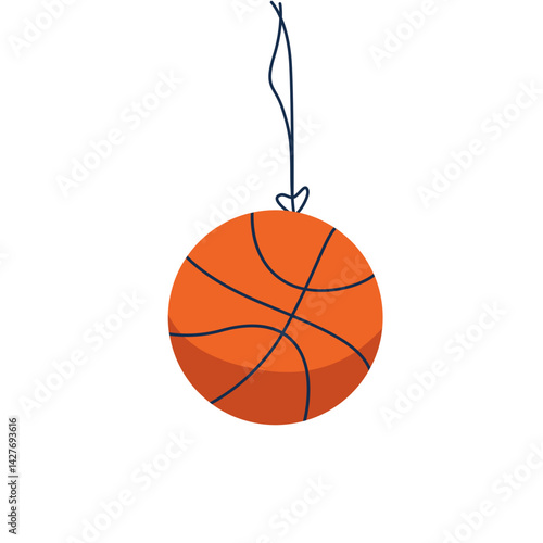 Hanging basketbal illustration, ideal for sports-themed projects, school posters, physical education graphics, or playful gym-related content design.