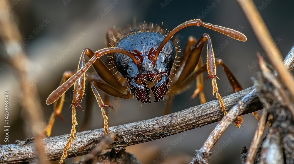 Close-up action of ants foraging in nature macro photography outdoor habitat detailed insect behavior Close-up action of ants foraging in nature macro photography outdoor habitat detailed insect behavior