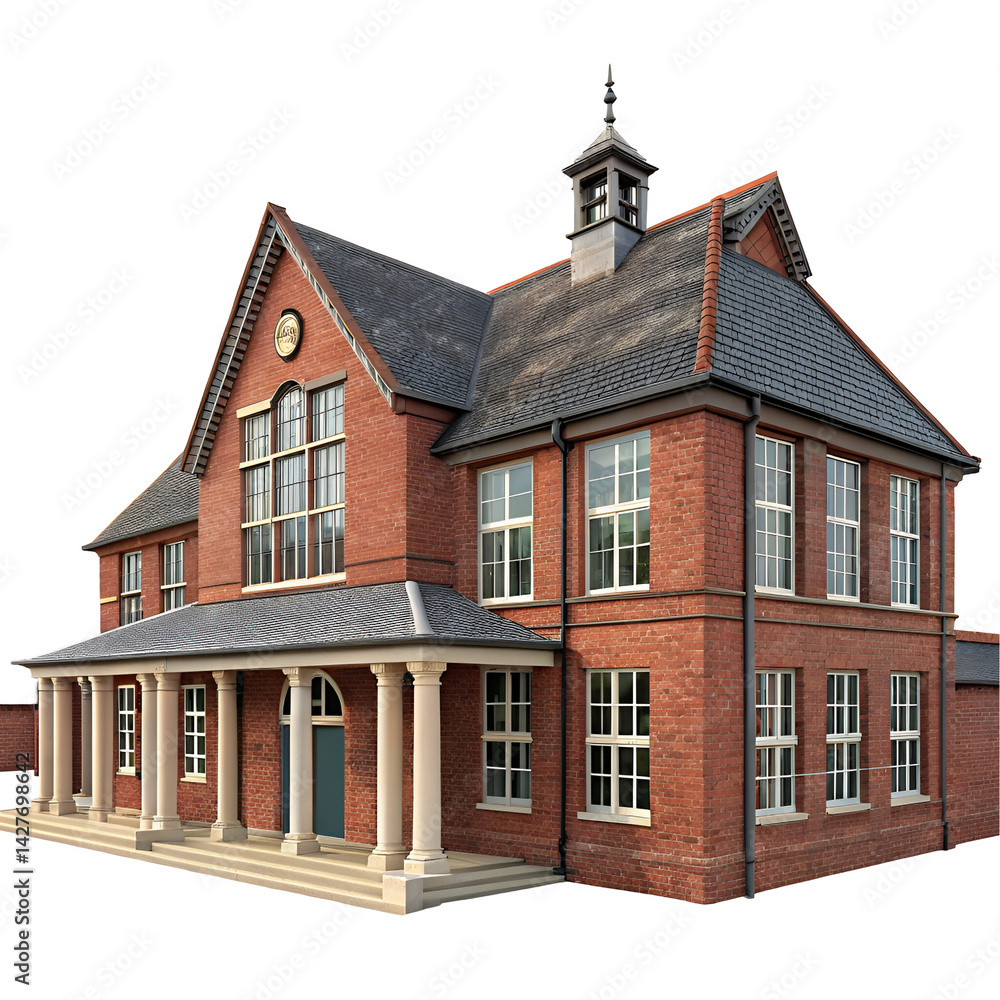 Fototapeta premium the old house, sketch of a school, Private School building, private school building, private school concept, sketch of house, back to school concept 