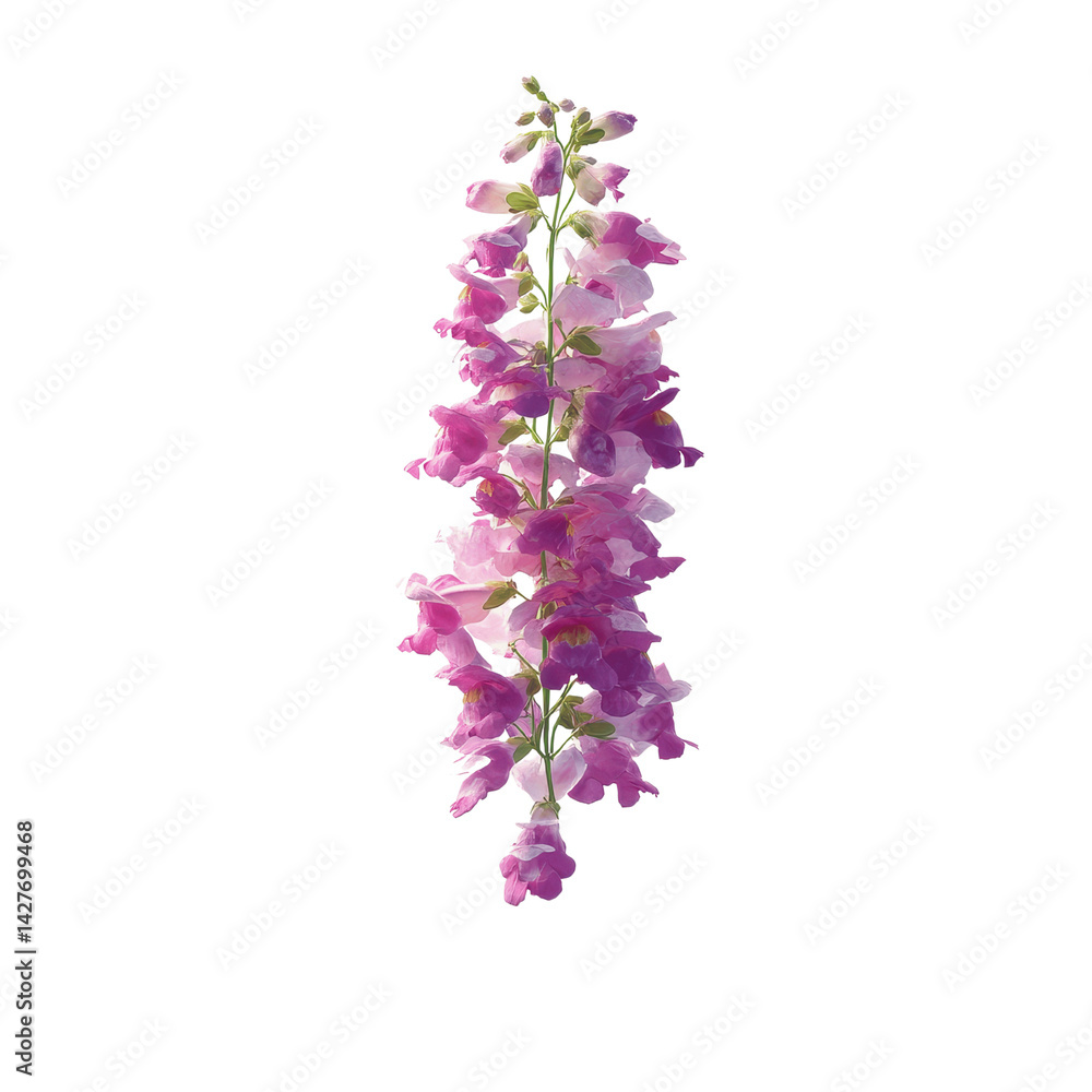 Fototapeta premium Elegant Pink Foxglove Flower Bloom Isolated on Green Background