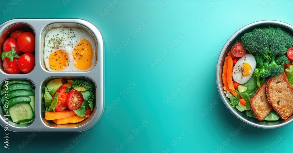 Futuristic silver and teal ai driven diet planner with personalized meal recommendations flat glossy style round square shape modern app icon featuring clean minimalistic concep