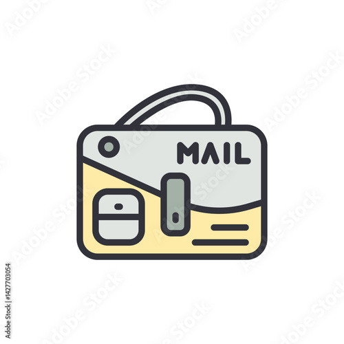 Mailbag colored icons, minimalist vector illustration ,simple transparent graphic element .Isolated on white background