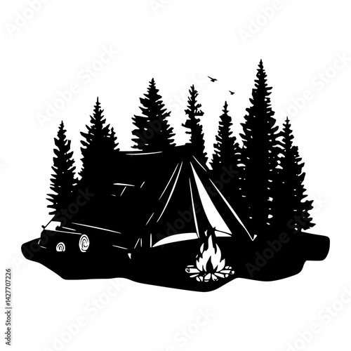 Camping Silhouette - Forest Adventure
