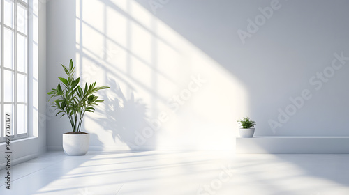 Wallpaper Mural Natural indoor plant display in bright room minimalist design pure white background serenity Torontodigital.ca